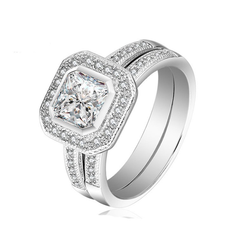 Fashion Design White Sapphire Princess Cut Wedding Rings - Urcoco.com