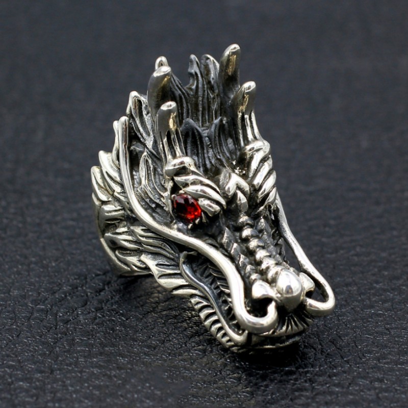 Chinese Dragon Ring 925 Sterling Silver Handmade Personality Classic ...