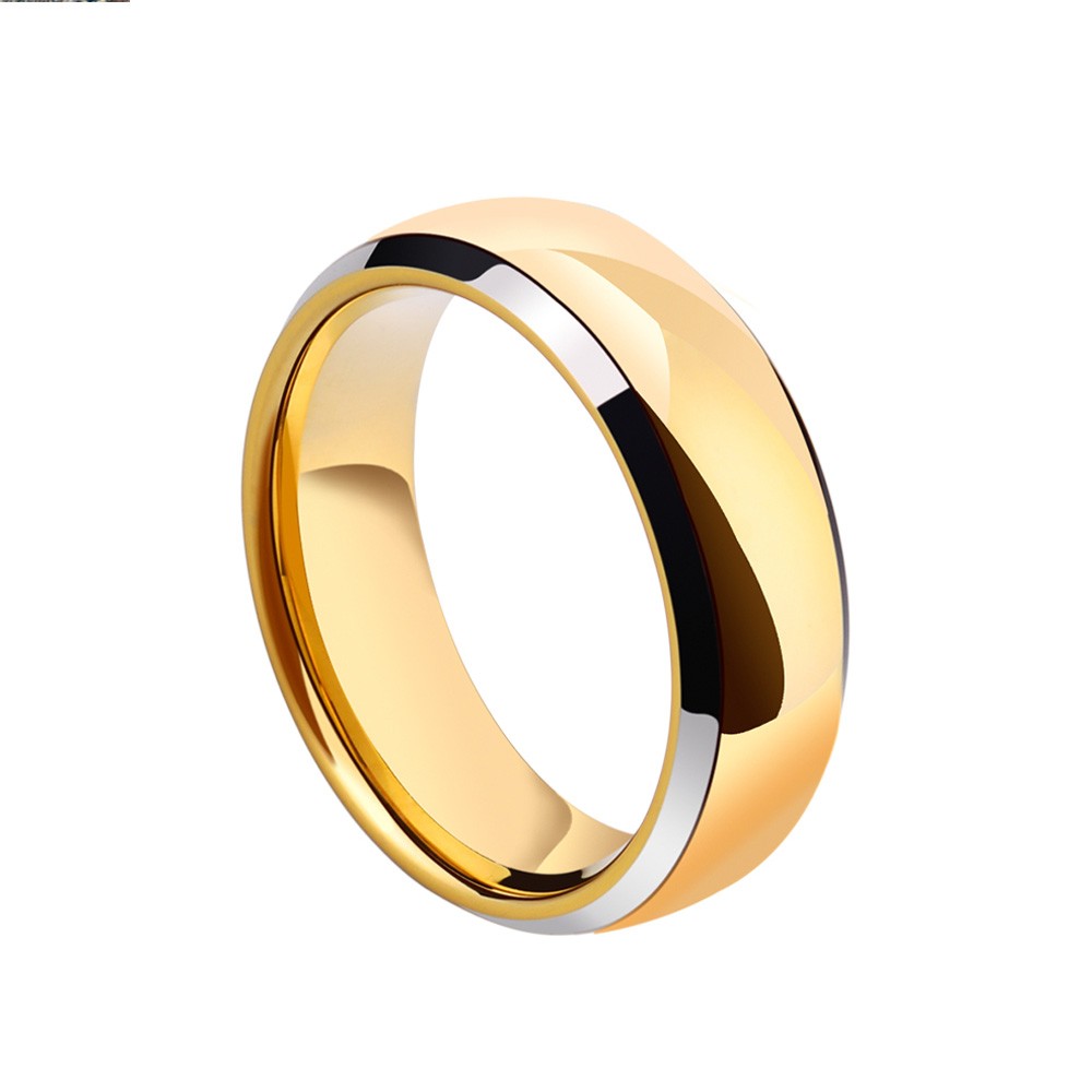 Tungsten Men's Gold Ring Simple Vogue Style Handsone Polish Craft ...